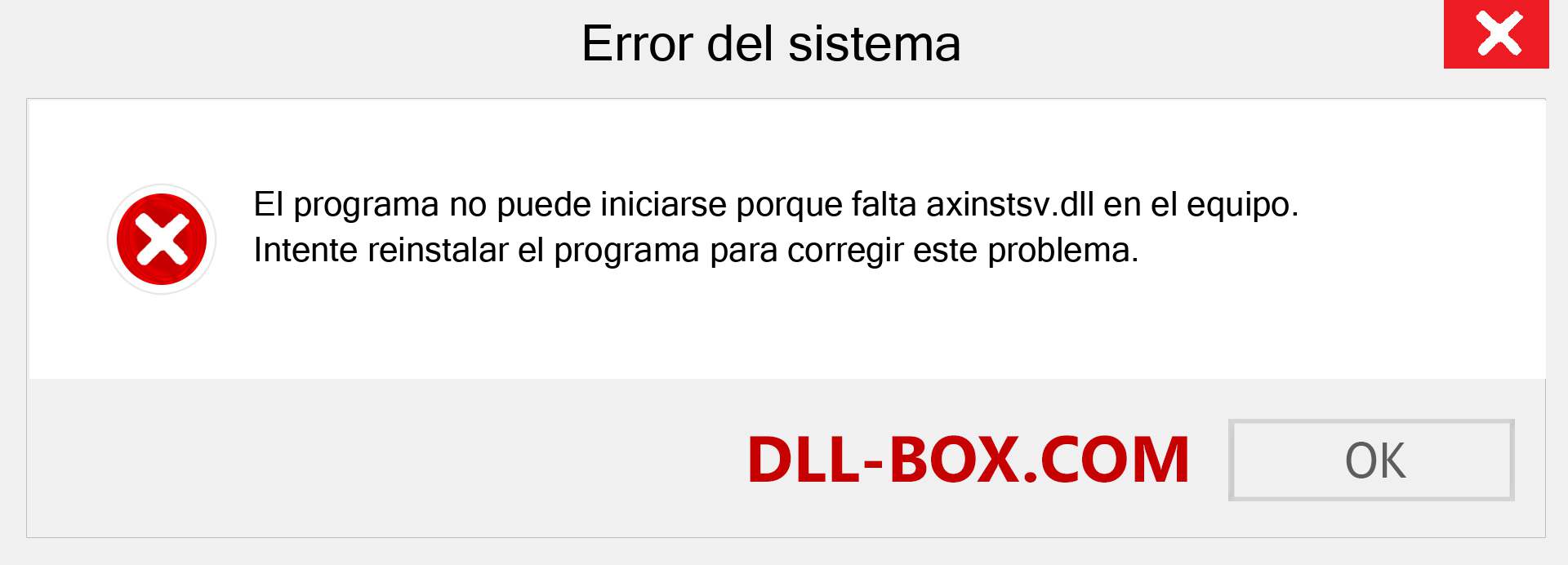 ¿Falta el archivo axinstsv.dll ?. Descargar para Windows 7, 8, 10 - Corregir axinstsv dll Missing Error en Windows, fotos, imágenes